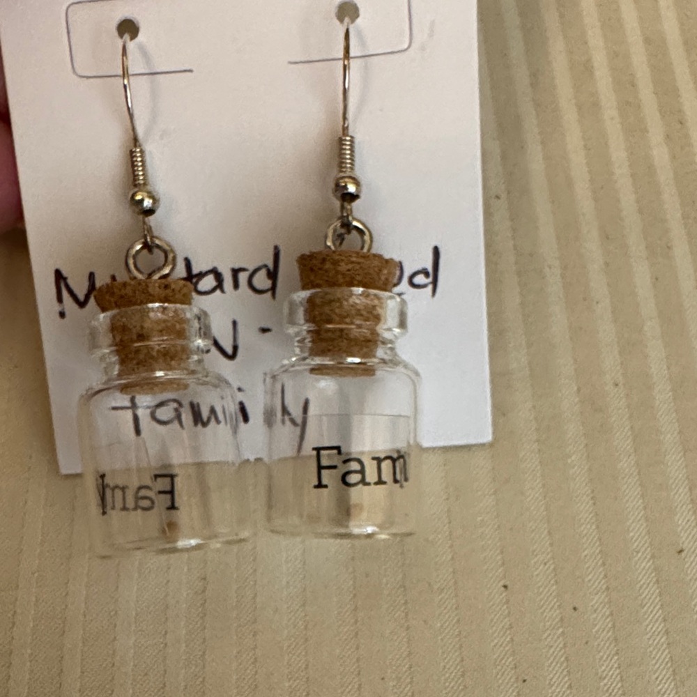 Mustard Seed Glass Bottle Earrings with Cork - Picture 6 of 12